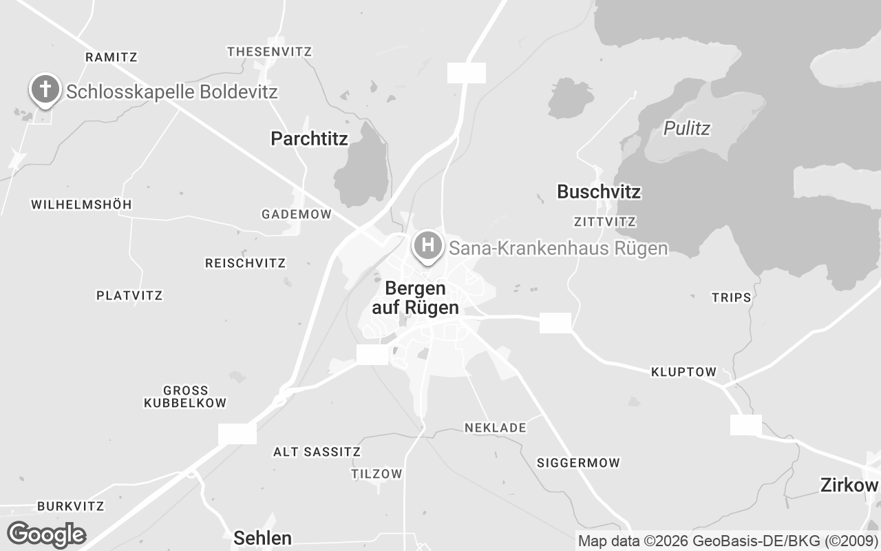 Karte von Bergen auf Rügen